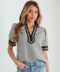 Women's Black and White Striped Shirt