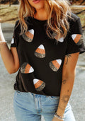 Women's Sequin Candy Corn Shirt