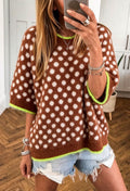 Women's Brown Polka Dot Sweater