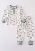 Kid's Sage Dinosaur Pajamas