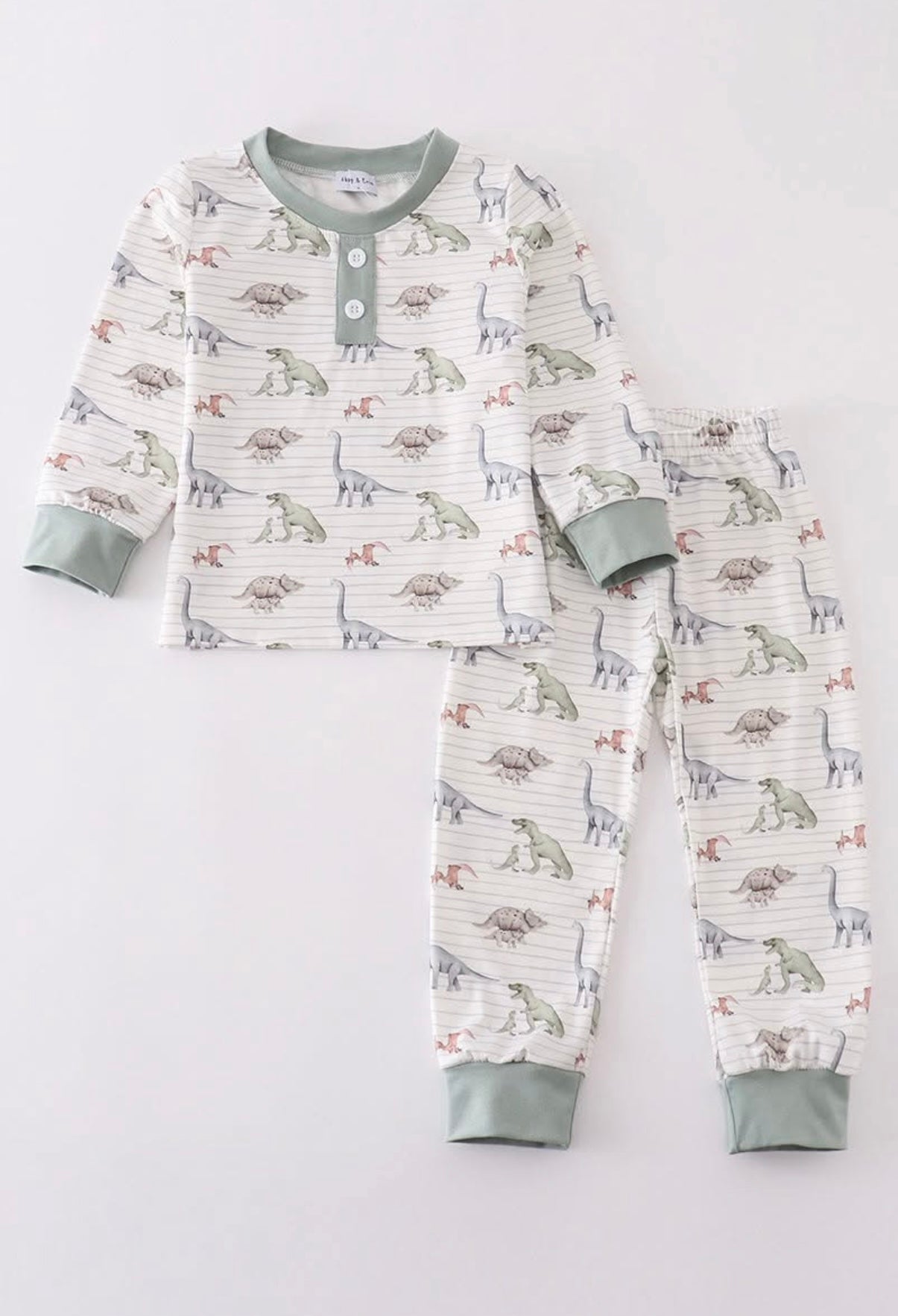 Kid's Sage Dinosaur Pajamas
