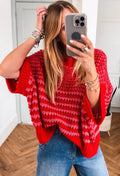 Women's Red and Pink Sweater