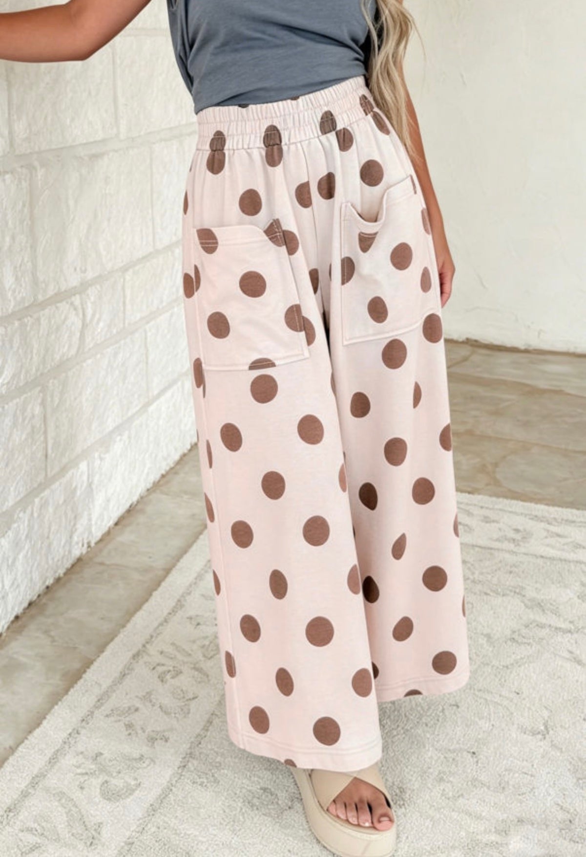 Brown and Cream Polk a dot Pants