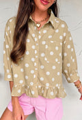 Cream and White Polk a Dot Shirt