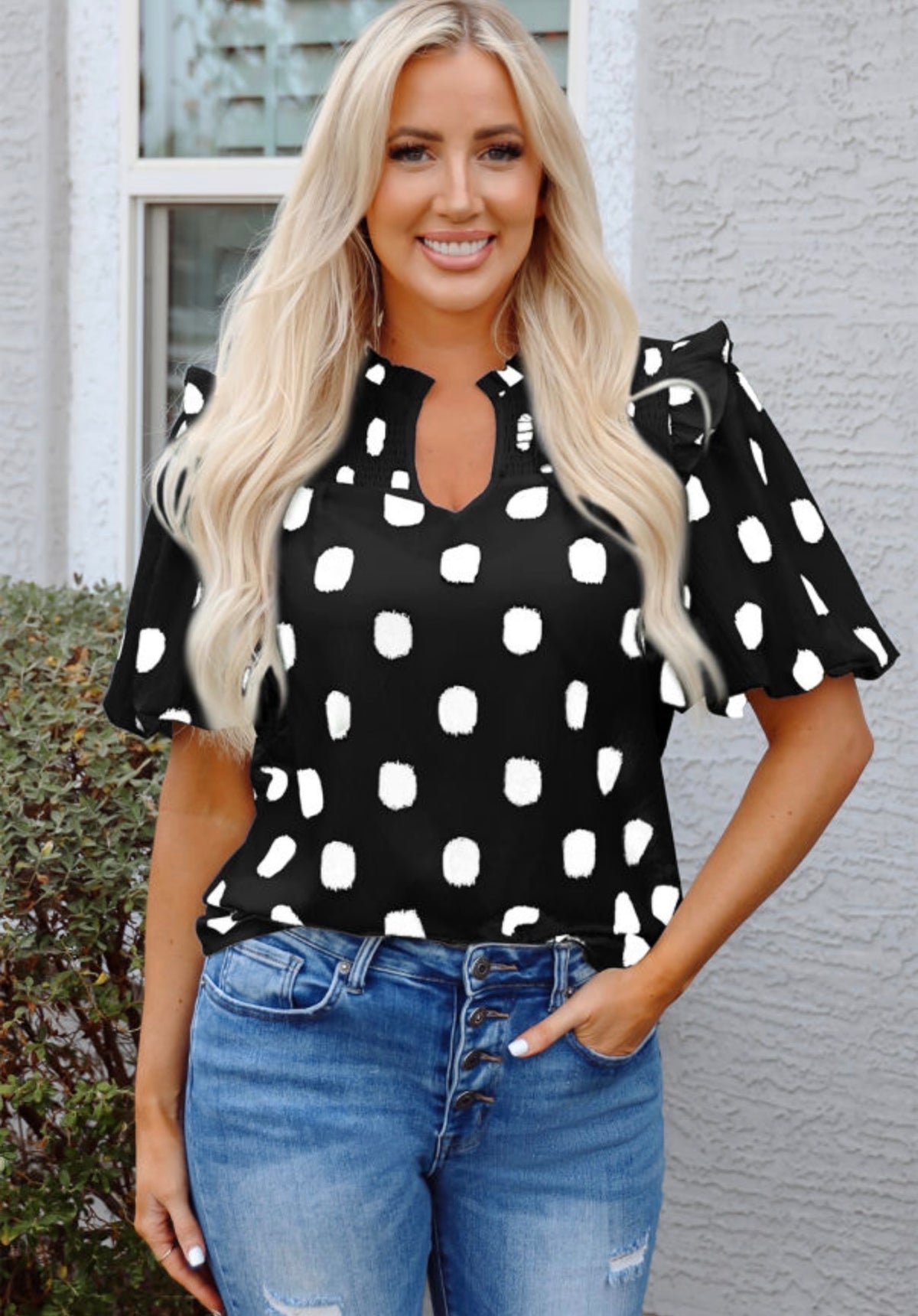 Black Shirt with white dots