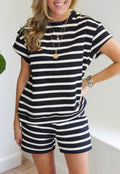 Short Sleeve Black and White Shorts set