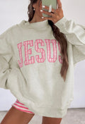 Jesus Sweatshirt Embroidered  Letters