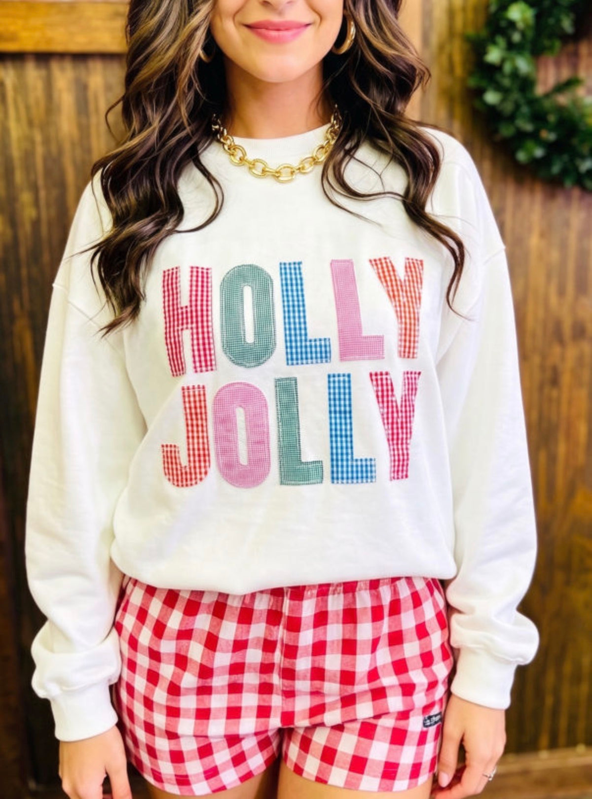 Women's Appliquéd HOLLY JOLLY Sweatshirt