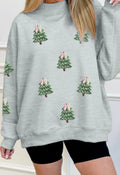 Women's Grey Sweatshirt with Sequin Trees