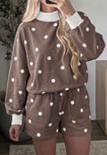 Brown and White Dot Shorts set