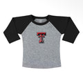Kid's Raglan Sleeve Black Embroidered Tee