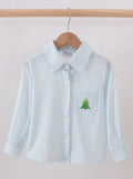 Boy's Embroidered Tree Button Up