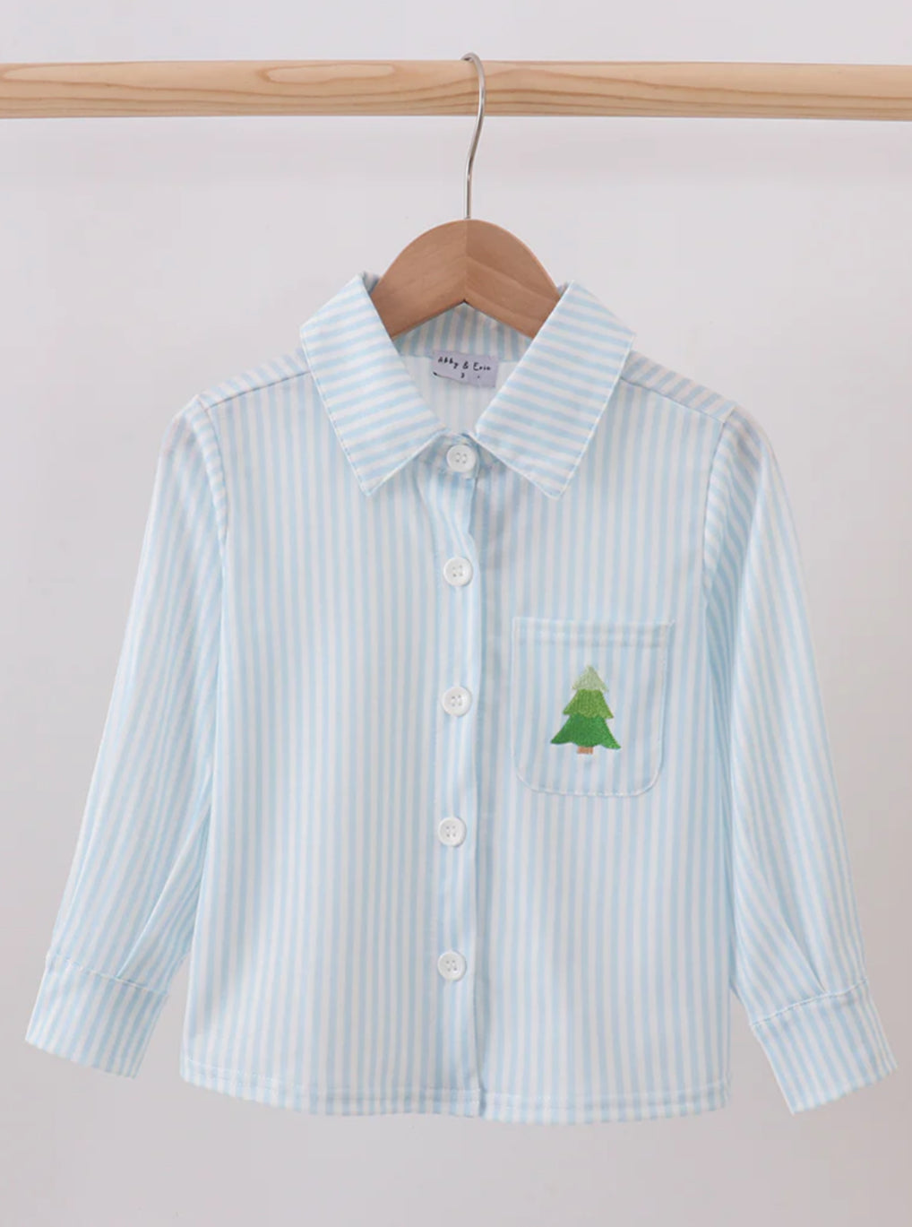 Boy's Embroidered Tree Button Up