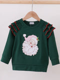 Girl's Embroidered Santa Shirt