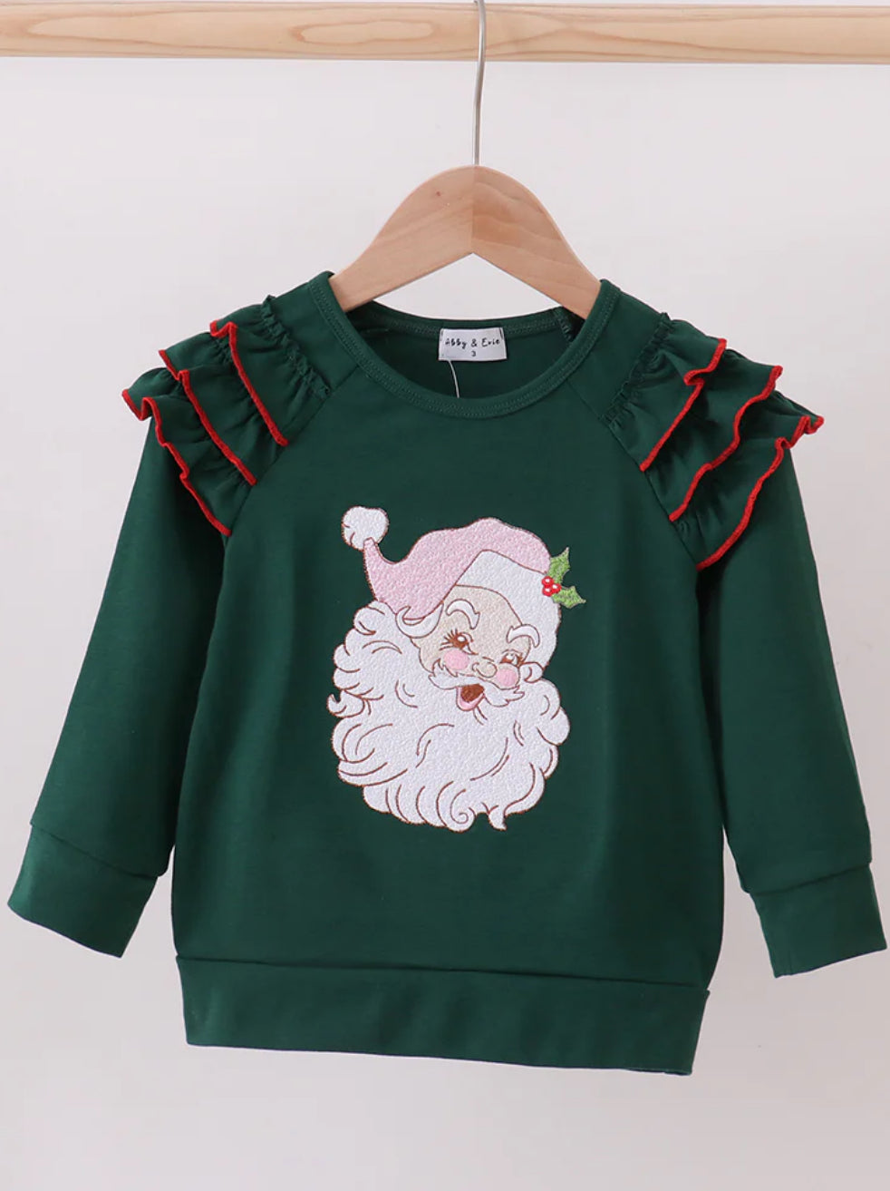Girl's Embroidered Santa Shirt