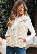 Women's Cream Checkered Vest