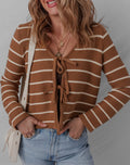 Women's Brown and White Tie Cardigan