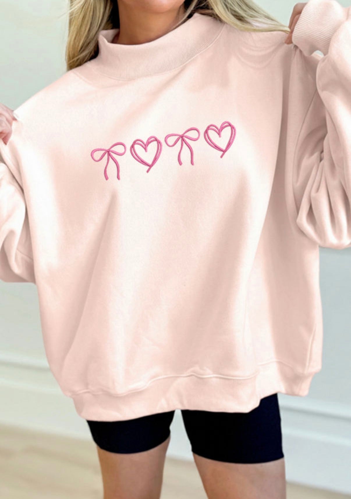 Women's Embroidered Bow/Heart Sweatshirt