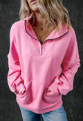 Women's pink 1/4 zip sweatshirt