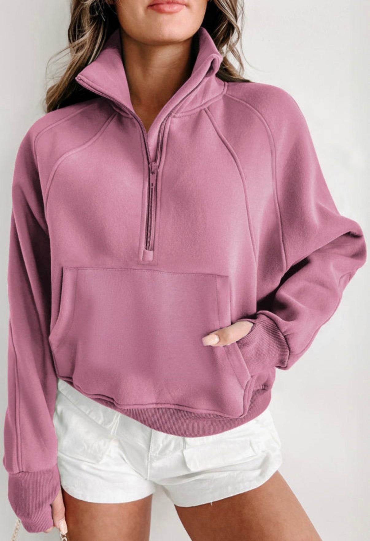 Women's Mauve 1/4 Zip Sweatshirt