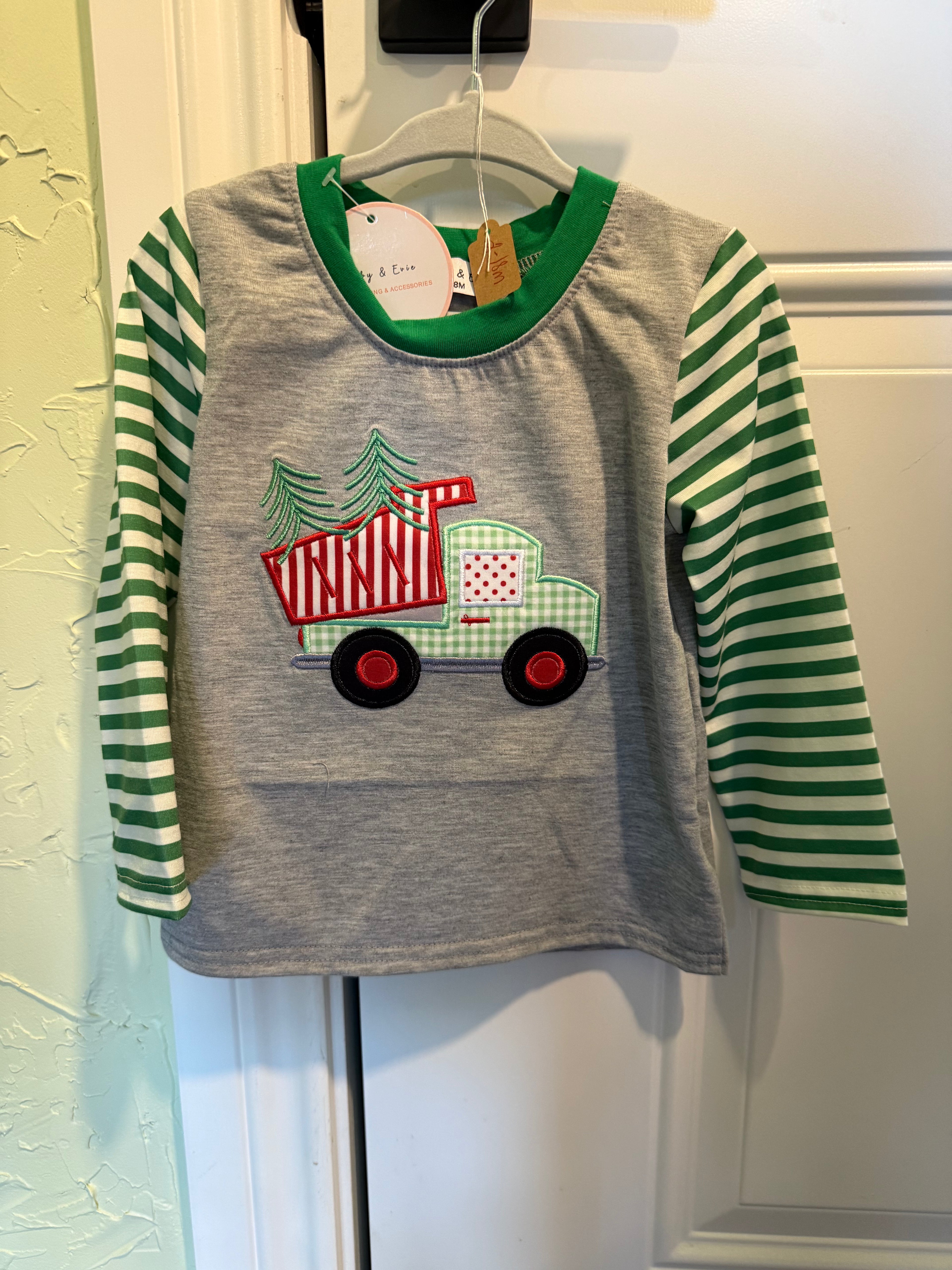 Boy's Embroidered Christmas Truck