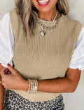 Women's Tan Sweater with White Under Shirt