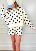 Women's Black and White Polka Dot Long Sleeve Set