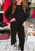 Women's Black Long Sleeve Pant Set