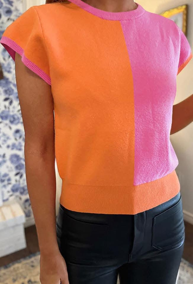 Women's Pink and Orange Sweater