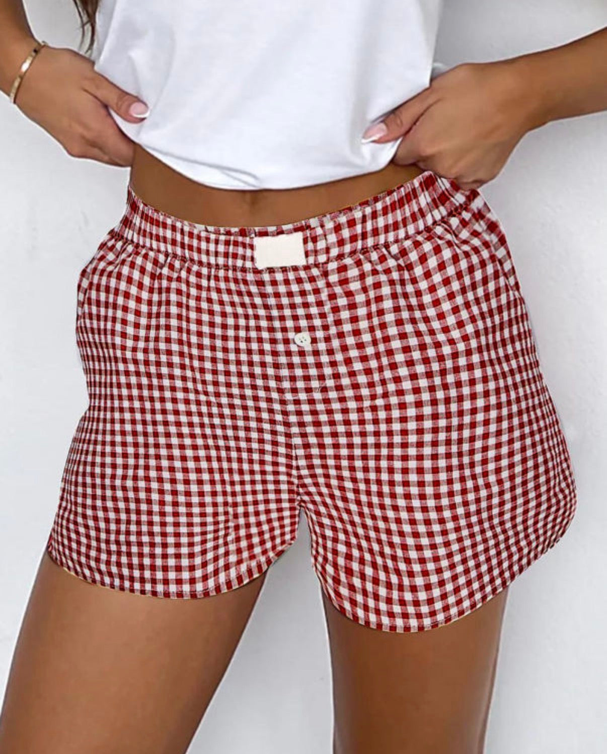 Women's Red and White Shorts
