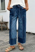 Women's Dark Jeans with Frayed Bottom