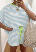 Women's Blue and White Set with Green Trim