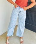 Women's Light Blue Button Barrel Jeans