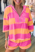 Women's Pink and Orange Striped Set