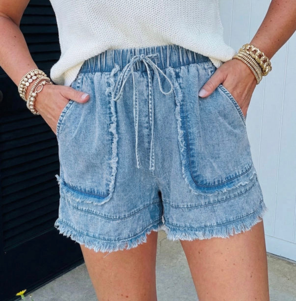 Women's Jean Shorts with Frayed Bottom