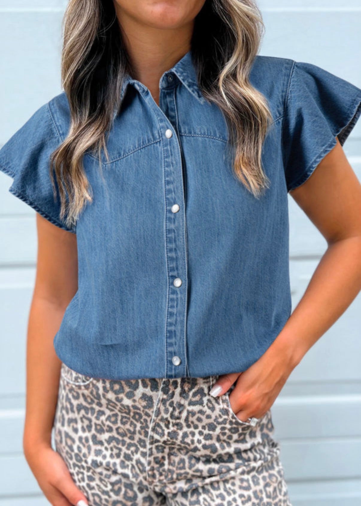 Women's Short Sleeve Jean Shirt