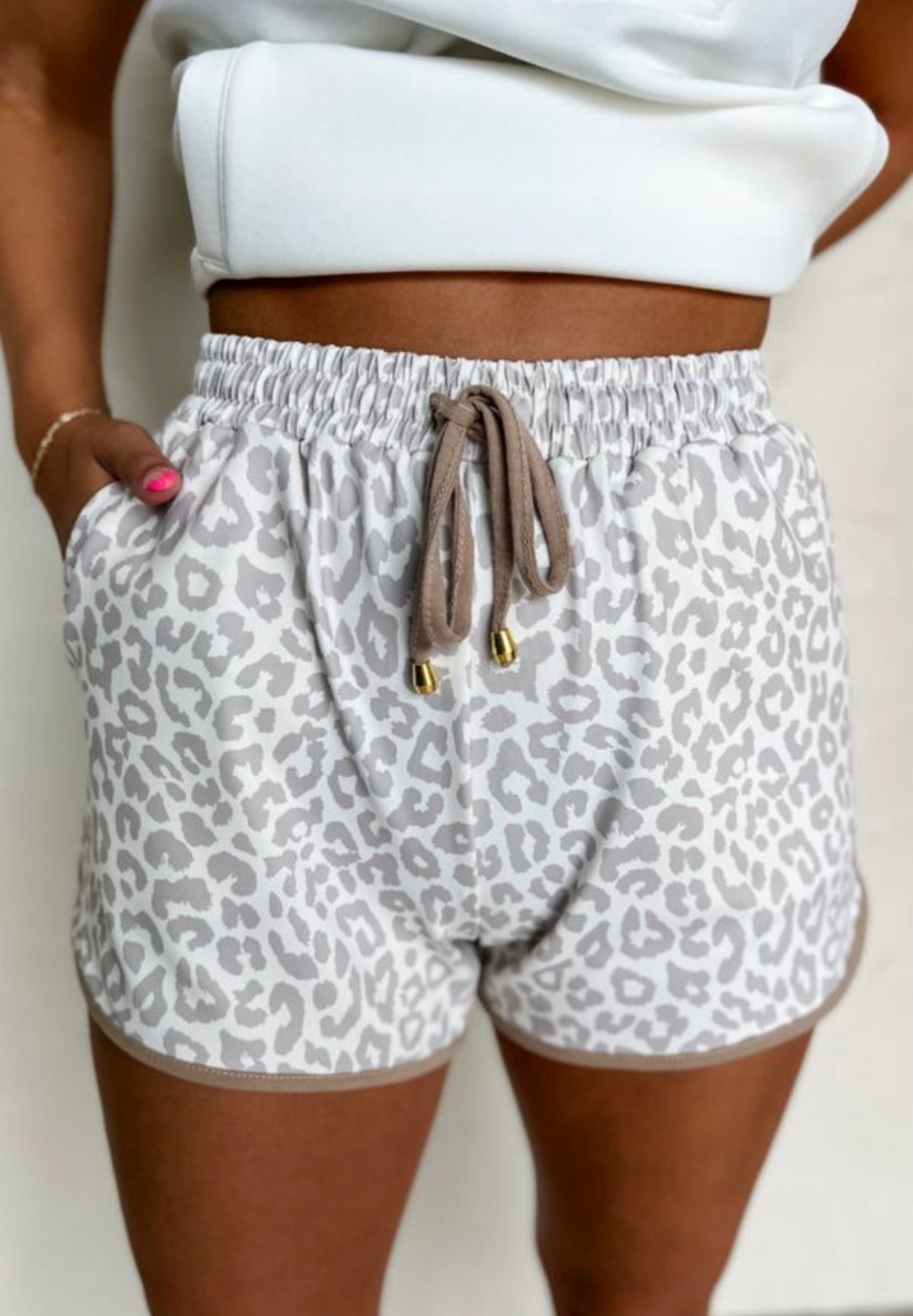 Women's Grey Leopard Shorts