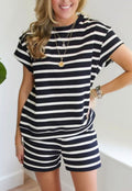 Women's Black and White Short Sleeve Set