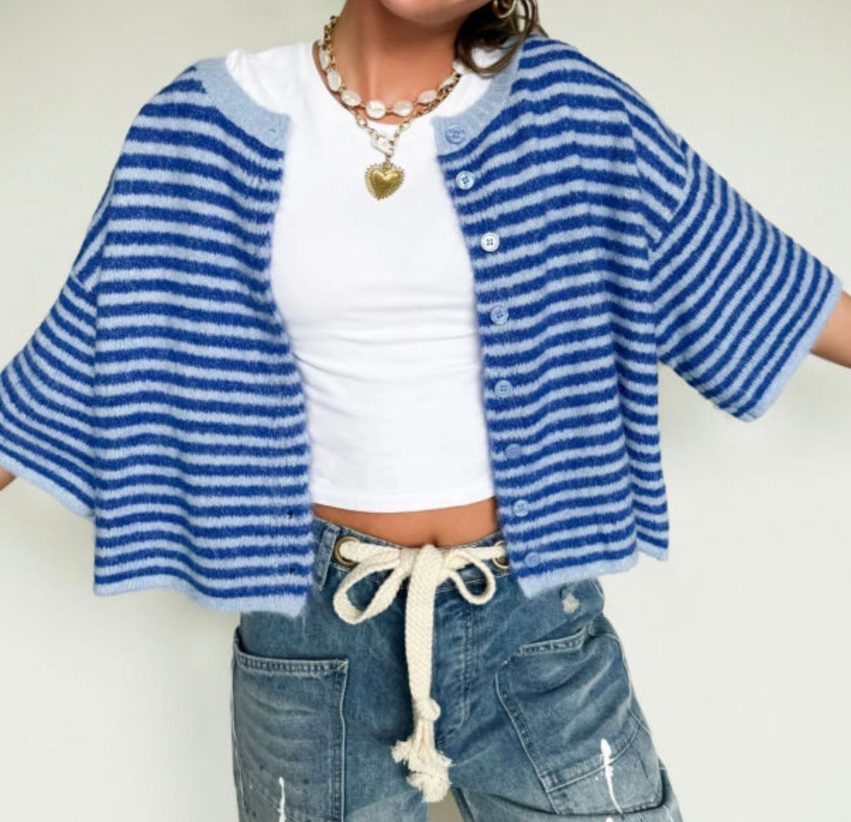 Women's Blue Striped Sweater