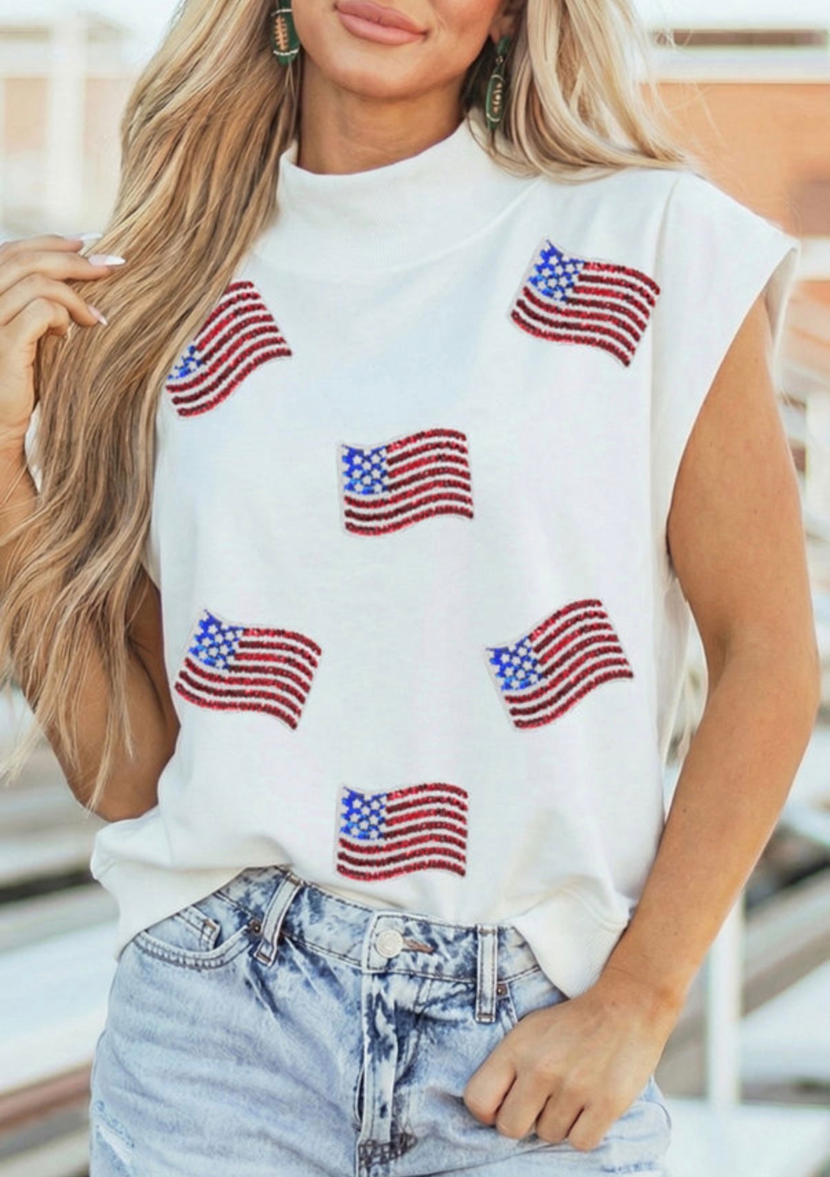 Women's Sparkly Flag Shirt