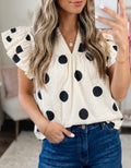 Women's Black and White Polka Dot Shirt