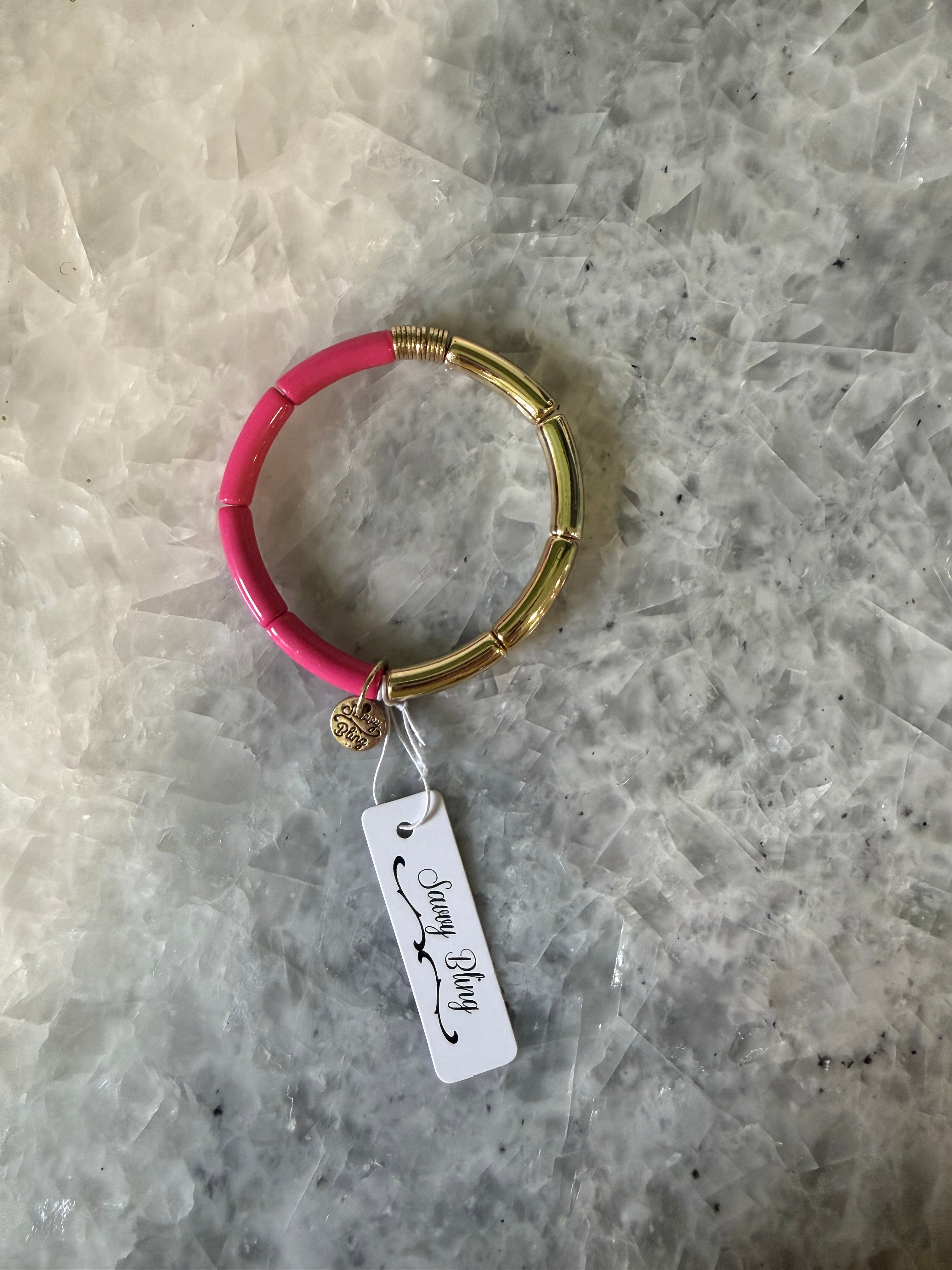 Hot Pink and Gold Bracelet