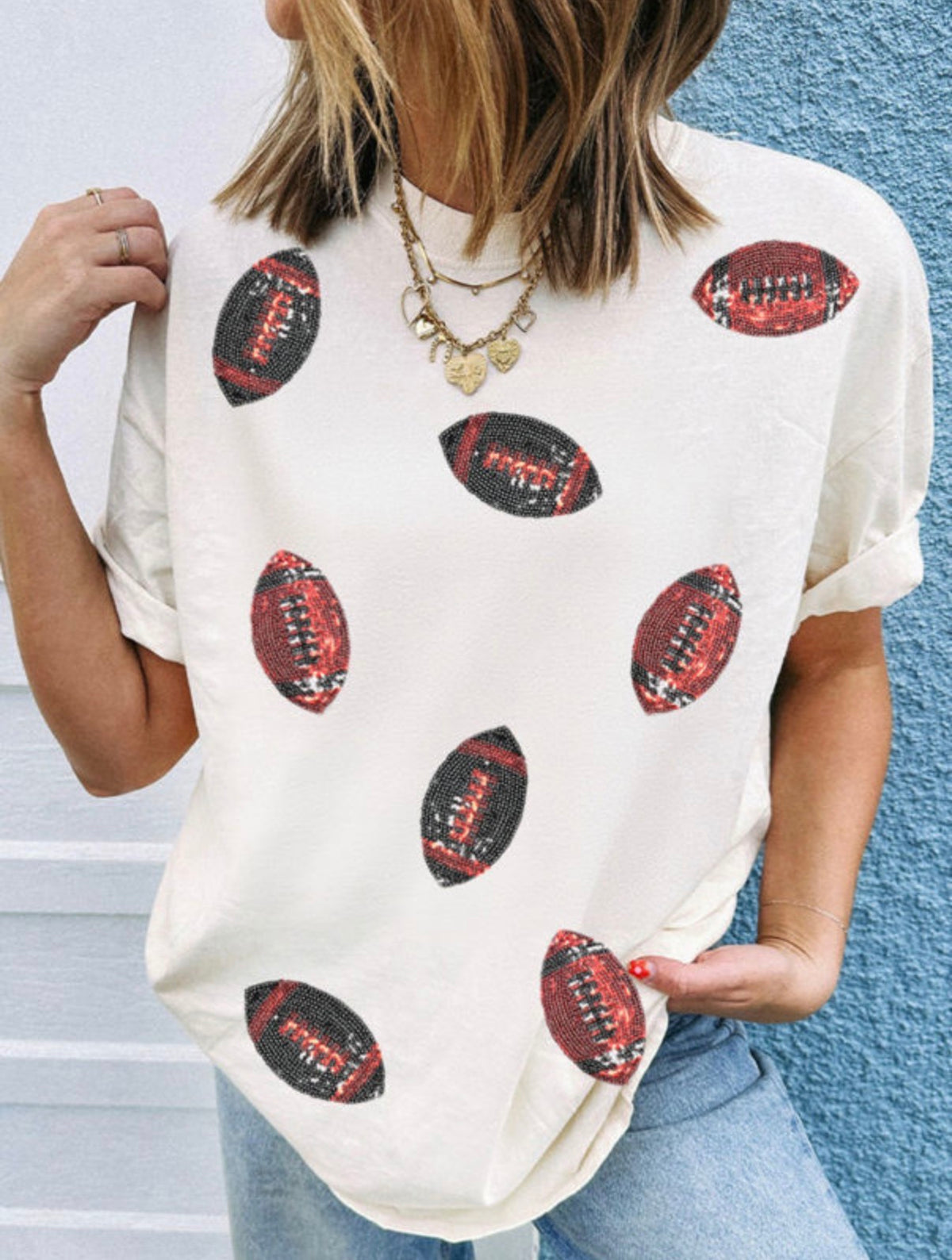 Women's Sequin Football Shirt