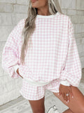 Women's Pink and White Checkered Set