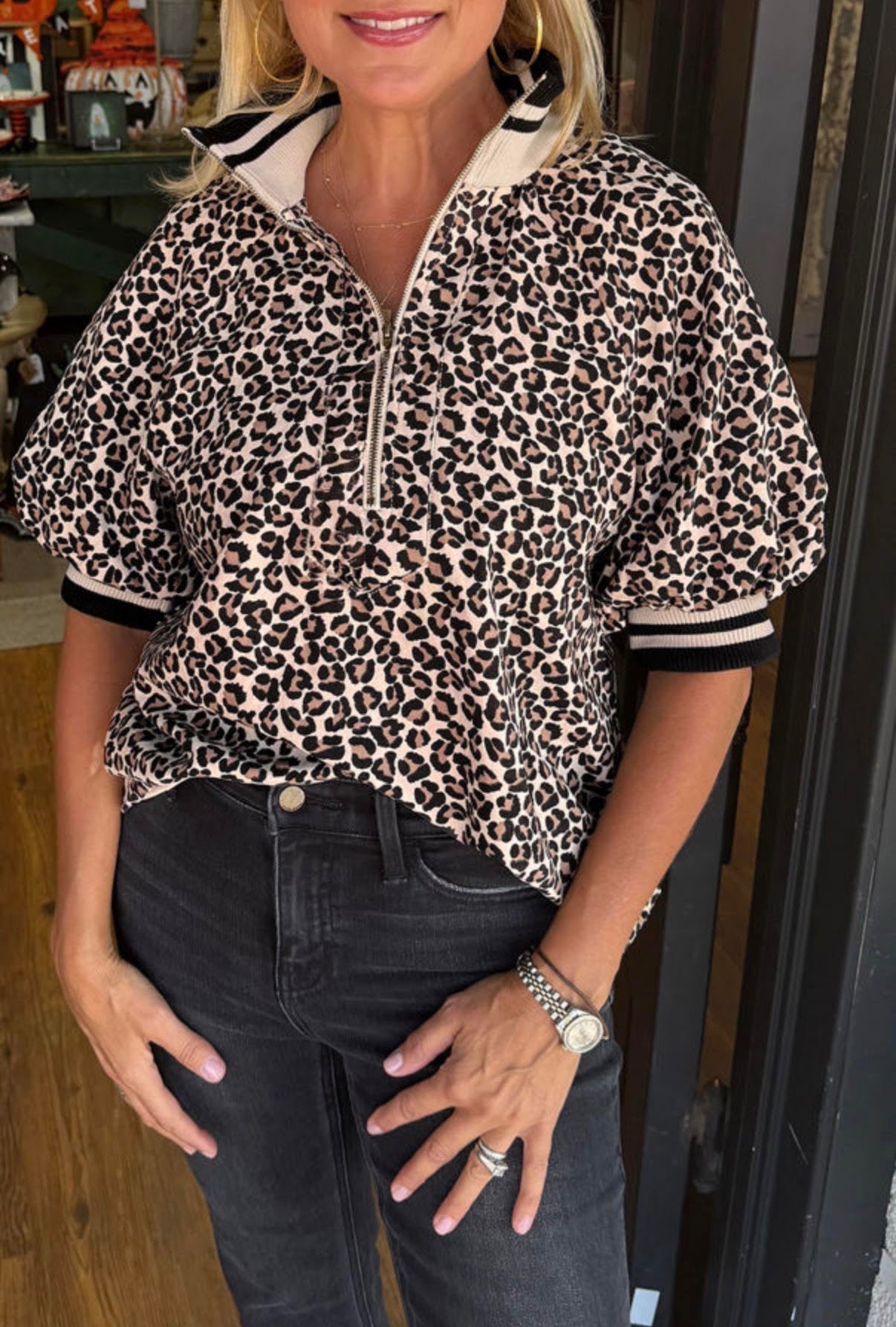 Women's Cheetah Zip Shirt