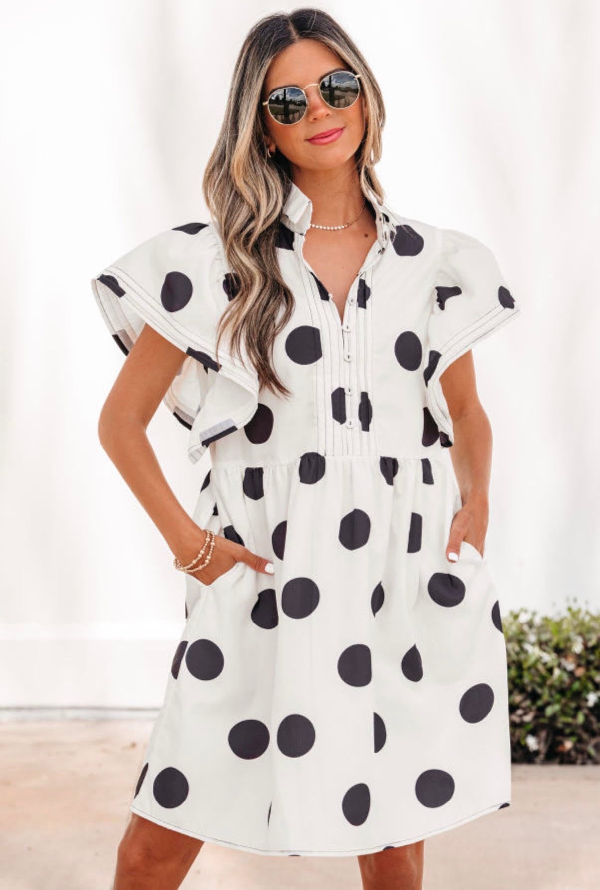 Women's Black and White Polka Dot Dress