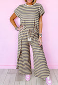 Short sleeve stripe pant set