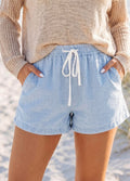 Women's Light Blue Striped Shorts