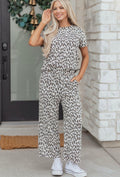 Women's Cheetah Short Sleeve Pant Set