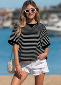 Women's Black and White Striped Shirt
